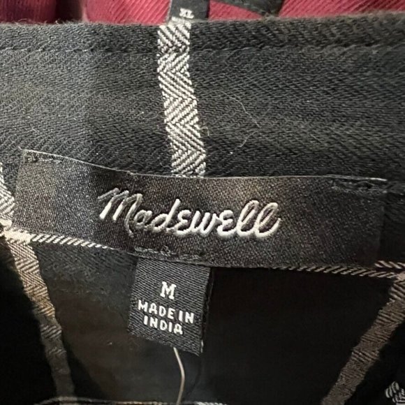 Madewell $118 Collarless Shirtdress Wimdowpane Black Size M NI668 - Picture 7 of 7